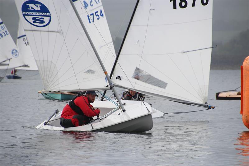 Close work at the leeward mark: Tom Gillard leads from Debbie Degge during race 3 of the Noble Marine Streaker Nationals part 2 at Carsington photo copyright Karen Langston taken at Carsington Sailing Club and featuring the Streaker class