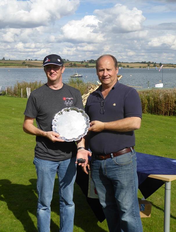Ian Jones (left) receives the Streaker Inland Championship trophy from Northampton SC Commodore Neil Barford photo copyright Peter Cogill taken at Northampton Sailing Club and featuring the Streaker class