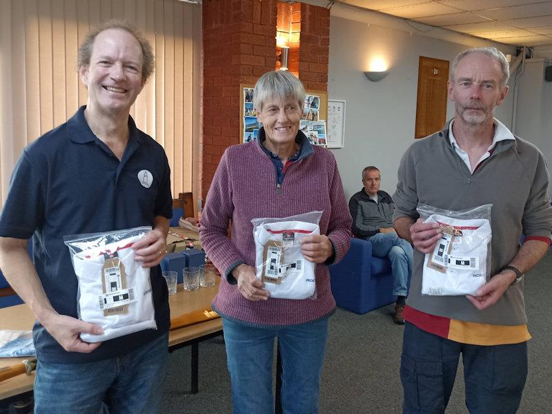 Streaker Rooster Super Series 2023 winners (L-R) Neil Firth, Veronica Falat, Dave Borrett photo copyright Sue Firth taken at Bartley Sailing Club and featuring the Streaker class
