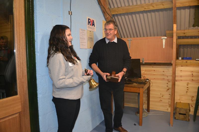 Young sailor Jasmine Mason declares the Solva Sailing Club's new changing rooms officially opened photo copyright Helen Hughes taken at Solva Sailing Club and featuring the  class