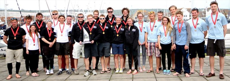 University Yachting Championship 2014 BUCS medallists: 3rd Southampton Solent Black, Champions Southampton Red, 2nd Plymouth Pink - photo © Tony Mapplebeck