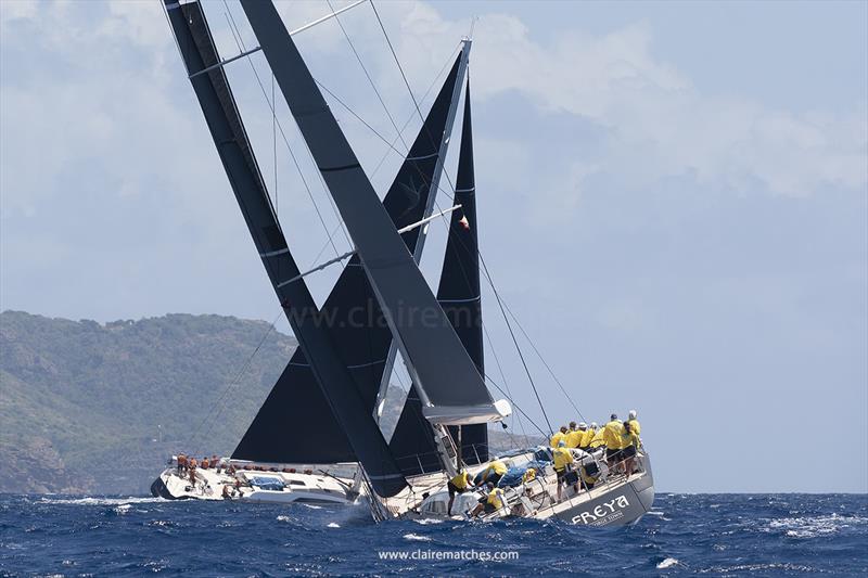 Swan 90s Freya and Hummingbird at the 2024 Superyacht Challenge Antigua photo copyright Claire Matches taken at  and featuring the Superyacht class