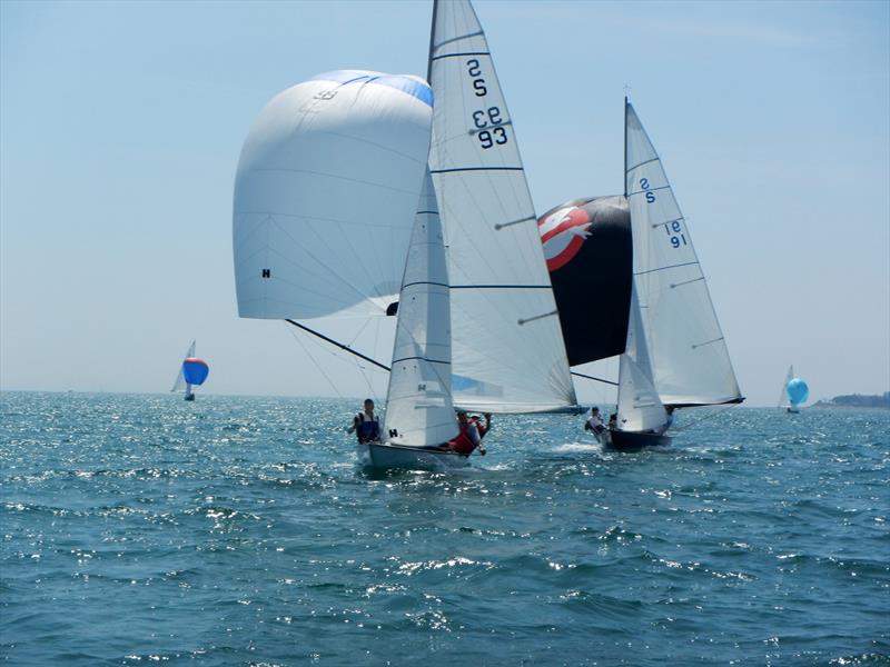 Gwaihir (S93) and Spectre (S91) on the final run during the Swallow nationals at Bembridge photo copyright Mike Samuelson taken at Bembridge Sailing Club and featuring the Swallow class