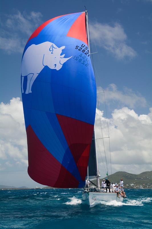 White Rhino, the USA Todd Stuart's Swan 56, flies downwind under spinnaker on day 2 of the 42nd St. Thomas International Regatta photo copyright STIR / Dean Barnes taken at St. Thomas Yacht Club and featuring the Swan class