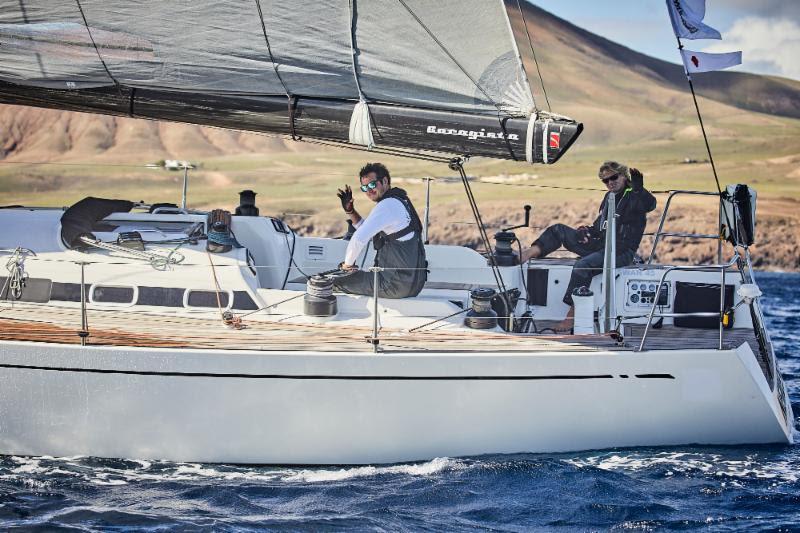 James Heald's Swan 45, Nemesis leaves Marina Lanzarote and head to the start of the RORC Transatlantic Race photo copyright RORC / James Mitchell taken at Royal Ocean Racing Club and featuring the Swan class