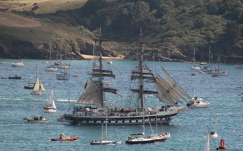 Stavros S Niarchos, a 59m brig, at the Tall Ships Race 2014 start in Falmouth photo copyright Clive Reffell / www.photoboxgallery.com/ahoythere taken at  and featuring the Tall Ships class