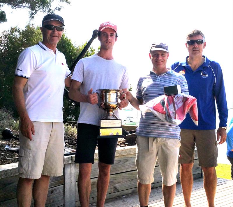 (l-r) Alistair Murray (Ronstan Representative), Jeremy Elmslie, Chris Dance and Dave Taylor (TAV President) photo copyright Sarah McCully taken at Sorrento Sailing Couta Boat Club and featuring the Tasar class