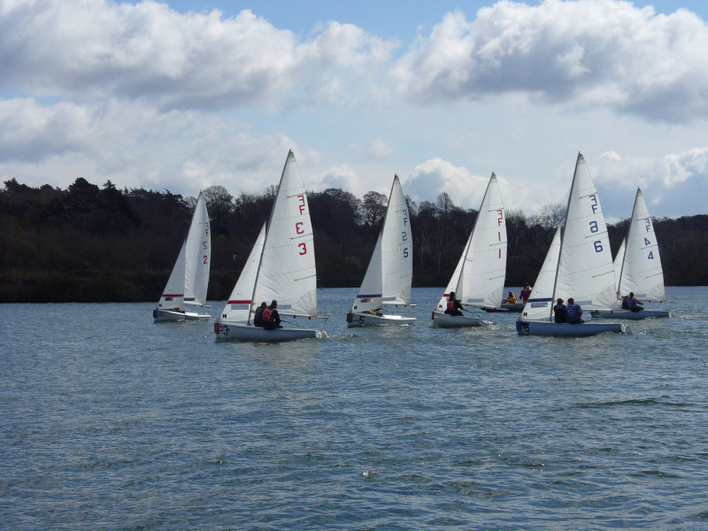 Snow on the hills as a backdrop for the team racing nationals at Spinnaker photo copyright Barney Smith taken at  and featuring the Team Racing class