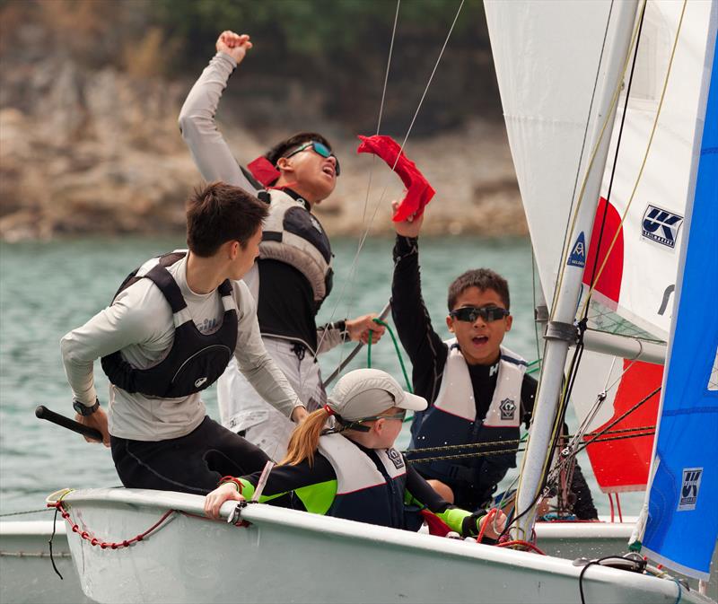 2014 Hong Kong Inter-School Sailing Festival photo copyright RHKYC / Guy Nowell taken at Royal Hong Kong Yacht Club and featuring the Team Racing class