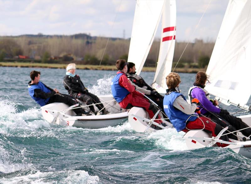 Cambridge vs Oxford Final at the BUCS-BUSA Team Racing Championships 2015 photo copyright Andreas Billman taken at Notts County Sailing Club and featuring the Team Racing class