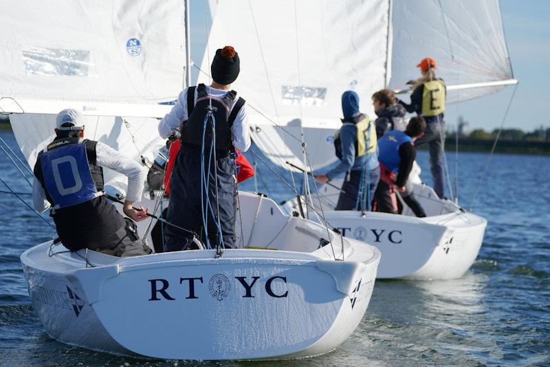 The Carmela Cup is the RYA's Two-Boat Keelboat Team Racing Championship photo copyright Simon Winkley / Royal Thames Yacht Club taken at Queen Mary Sailing Club and featuring the Team Racing class