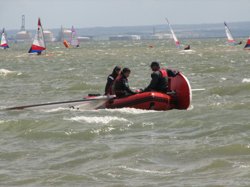 High winds for the Topper Eastern Area Traveler and Topaz Open at Leigh-on-Sea photo copyright John Charles taken at Leigh-on-Sea Sailing Club and featuring the Topper class