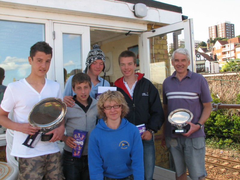Prizewinners at the Topper Eastern Area Traveler and Topaz Open at Leigh-on-Sea photo copyright John Charles taken at Leigh-on-Sea Sailing Club and featuring the Topper class