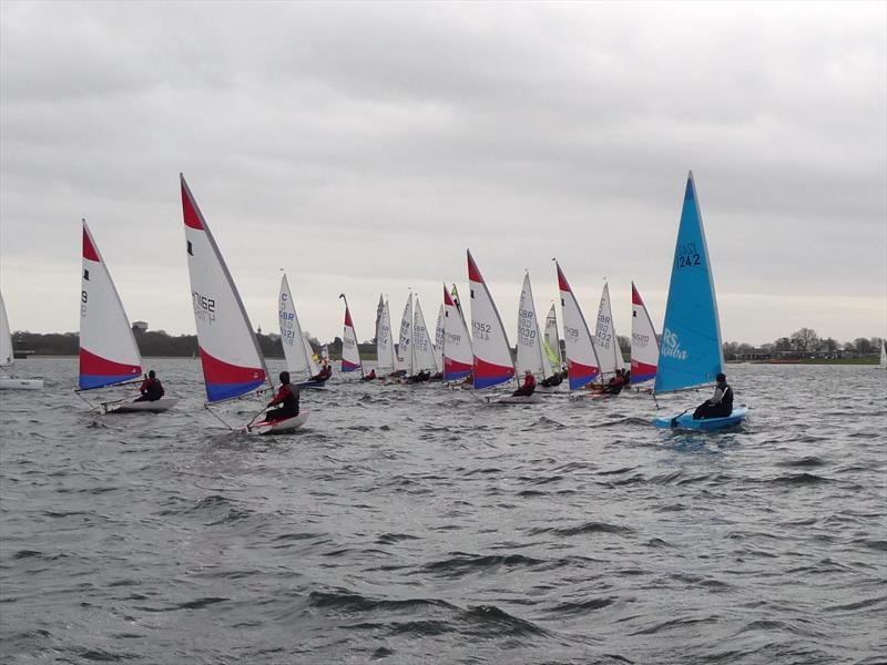 Slow fleet just started on day 8 of the Alton Water Frostbite Series photo copyright Jenny Pavey taken at Alton Water Sports Centre and featuring the Topper class