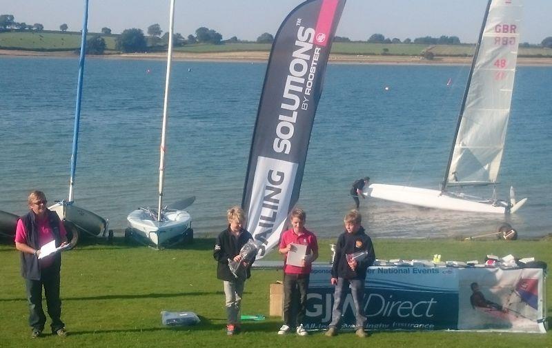 4.2 winners James Deaton, George Vincent and Oscar Shaw at the Topper National Series Event 1 at Rutland SC photo copyright Andre Ozanne taken at Rutland Sailing Club and featuring the Topper class