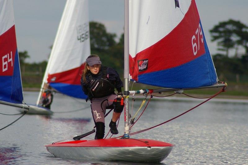 Treading carefully - Josie Meredith during the Island Barn Topper Open photo copyright Jim Champ taken at Island Barn Reservoir Sailing Club and featuring the Topper class