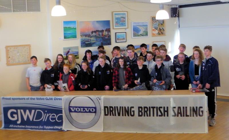 Prize winners in the Volvo GJW Direct Topper Winter Regatta at the WPNSA photo copyright Andre Ozanne taken at Weymouth & Portland Sailing Academy and featuring the Topper class