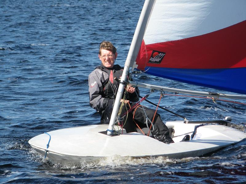 Steve Gibbon sailing into 3rd place at the Bank Holiday Splash at Kielder Water photo copyright Annabelle Scullion taken at Kielder Water Sailing Club and featuring the Topper class