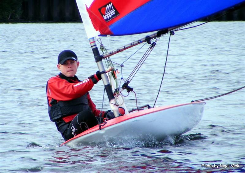 1st Topper Boy and 1st Overall Topper, Ben Willett at the RYA Zone Championships in Cardiff Bay photo copyright Nigel Vick taken at Cardiff Bay Yacht Club and featuring the Topper class