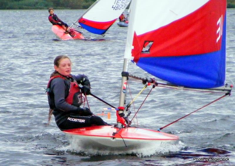 1st Topper Girl and 3rd Overall, Eabha Strong-Wright at the RYA Zone Championships in Cardiff Bay photo copyright Nigel Vick taken at Cardiff Bay Yacht Club and featuring the Topper class