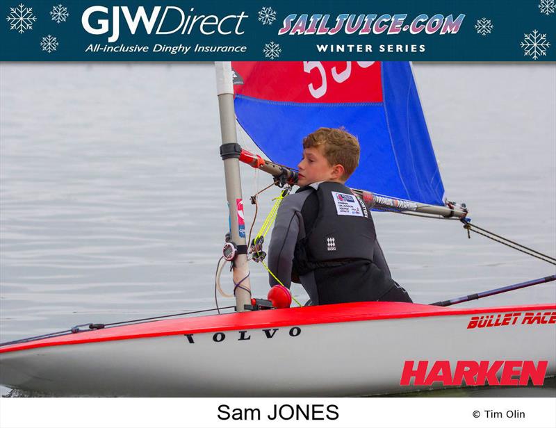 Sam Jones leads the Harken Youth and Juniors rankings in the GJW Direct Sailjuice Winter Series photo copyright Tim Olin / www.olinphoto.co.uk taken at Queen Mary Sailing Club and featuring the Topper class