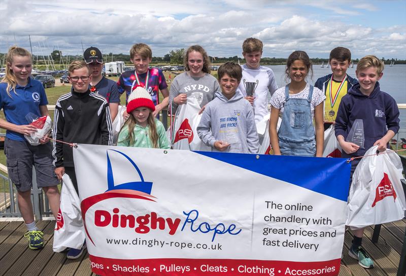 Prizewinners in the Topper Midland Championship at Notts County SC photo copyright David Eberlin taken at Notts County Sailing Club and featuring the Topper class