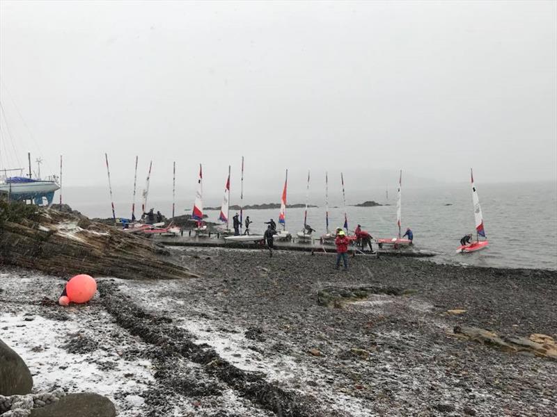 Toppers Class Academy Snowy Launching photo copyright A Robertson taken at Dalgety Bay Sailing Club and featuring the Topper class