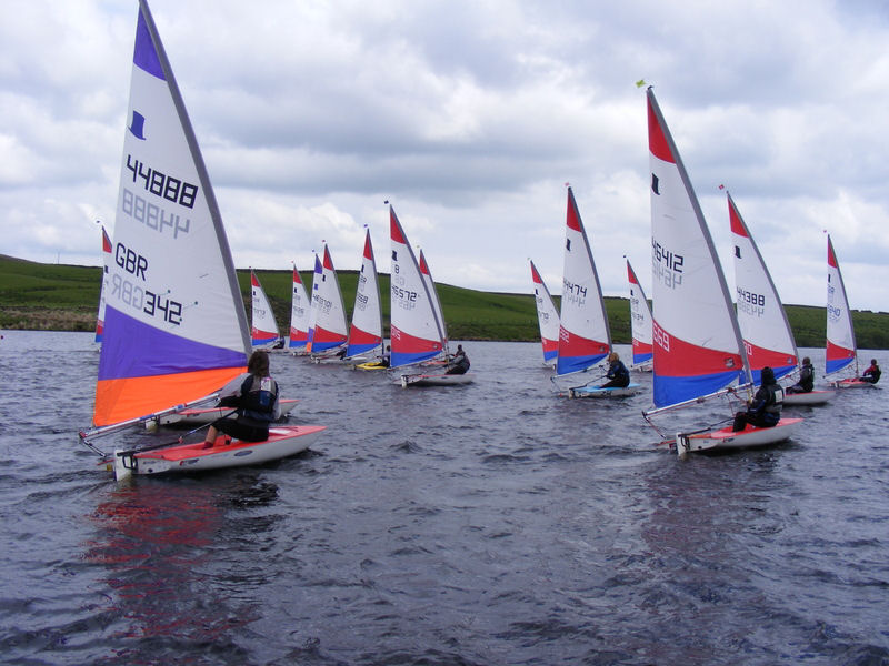 A clean start in race 2 of the Bolton Topper open photo copyright Keith Robers taken at Bolton Sailing Club and featuring the Topper class
