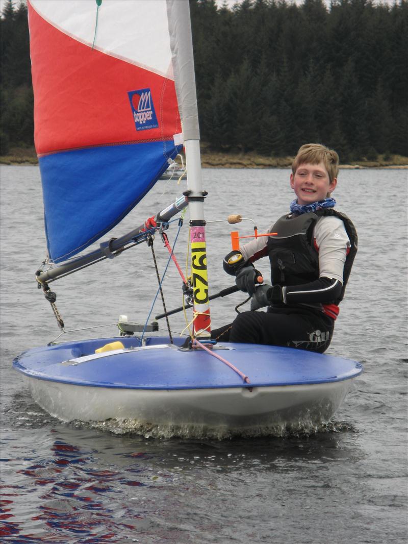 Robbie Langford, youngest competitor of the weekend photo copyright John Scullion taken at Kielder Water Sailing Club and featuring the Topper class