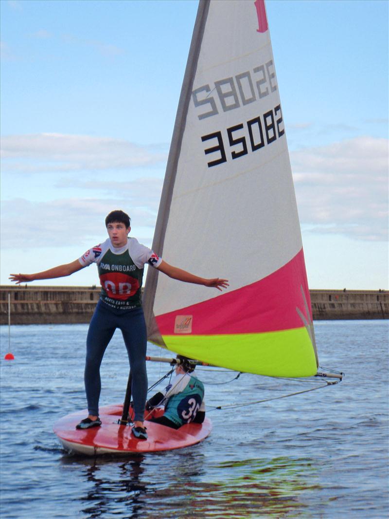 Oliver Hilary (l) and Edward Dobson (r) from Newcastle              School for boys during the RYA North East OnBoard Festival photo copyright Liz King taken at Tynemouth Sailing Club and featuring the Topper class