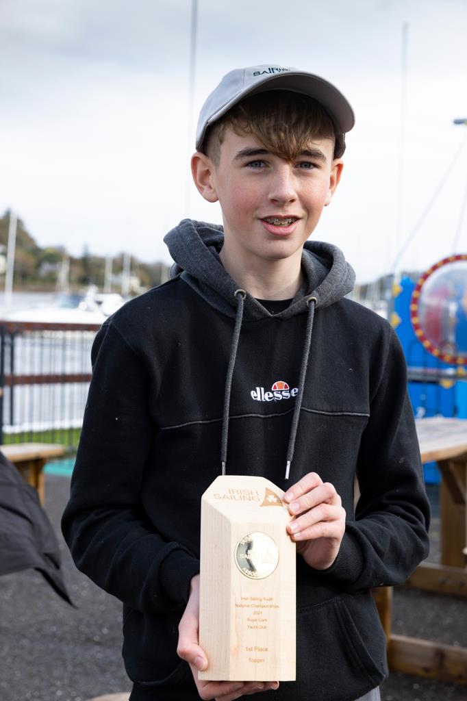 Rian Collins of Royal Cork Yacht Club, winner of the Topper 5.3 class at the Investwise Irish Sailing Youth Nationals on Cork Harbour photo copyright David Branigan / Oceansport taken at Royal Cork Yacht Club and featuring the Topper class