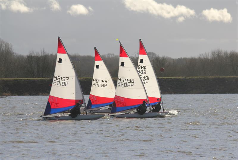 Close Racing from the leaders on the final race of the ITCA Midlands Topper Traveller Series 2021-2022 at Banbury photo copyright Donna Powell taken at Banbury Sailing Club and featuring the Topper class