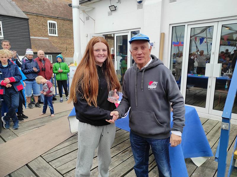 Leah May finishes 3rd in the ITCA London and South East Topper Traveller Autumn Series at Whitstable photo copyright Oli Yates taken at Whitstable Yacht Club and featuring the Topper class