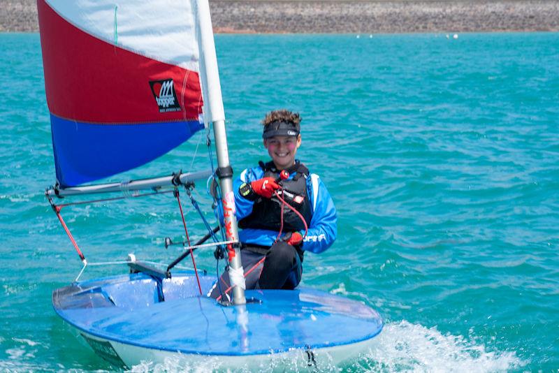 Jamie Washington won the Rosel Bowl and the Fifth Gorey Cup in his Topper at the Jersey Electricity Gorey Regatta photo copyright Simon Ropert taken at Royal Channel Islands Yacht Club and featuring the Topper class