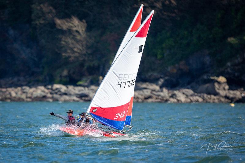 Great sportsmanship! Tayah asks Ed where the mark is and he kindly points it out - Toppers at the Allspars Final Fling in Plymouth photo copyright Paul Gibbons Photography taken at Royal Western Yacht Club, England and featuring the Topper class