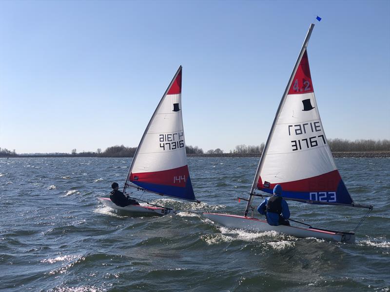 On the reach towards the finish during the ITCA Midlands Topper Traveller Series 2021-22 at Draycote Water photo copyright Matt Rowley taken at Draycote Water Sailing Club and featuring the Topper 4.2 class