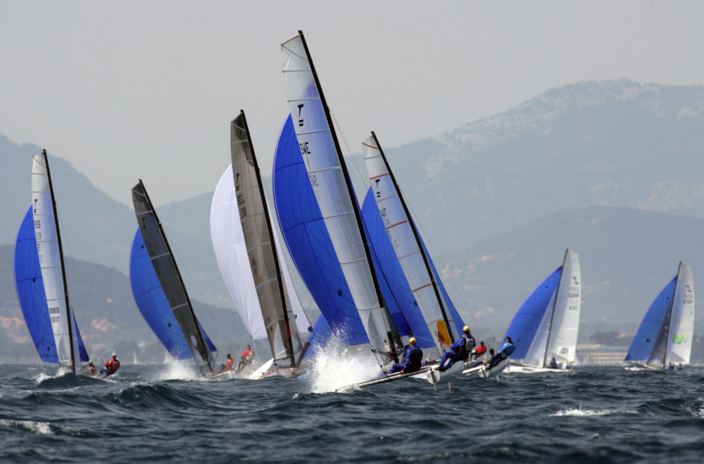 Perfect conditions on day two of the Semaine Olympique Française de Voile 2006, Hyeres photo copyright Gilles Martin-Raget taken at  and featuring the Tornado class