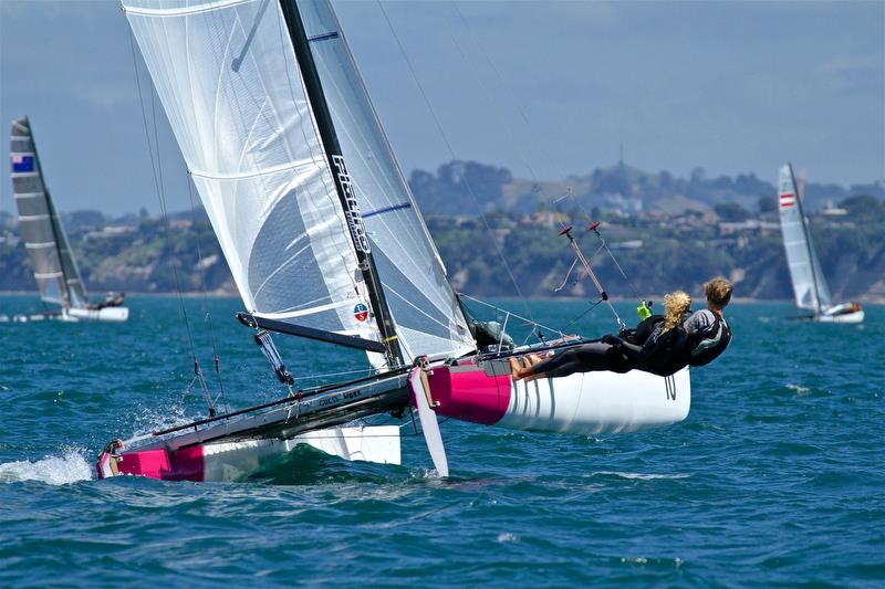 Helena Sanderson (14yrs) and Jack Honey (17yrs) (NZL) - Youth Mixed - Race 6 - Day 3 - 2019 Int Tornado Class World Championships presented by Candida. January 7, 2019 photo copyright Richard Gladwell taken at Takapuna Boating Club and featuring the Tornado class