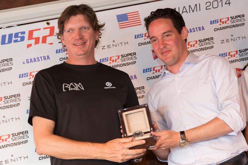 Niklas Zennström wins the US 52 SUPER SERIES Miami Owner driver award by Zenith photo copyright Martinez Studio / 52 Super Series taken at  and featuring the TP52 class