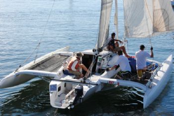 Trimaran Rocket Alice outsailed the keelboats in the Betsey Island race