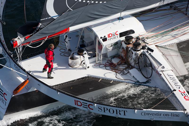 Francis Joyon and his team on IDEC SPORT during their Jules Verne Trophy record attempt photo copyright JM Liot / DPPI / IDEC SPORT taken at  and featuring the Trimaran class