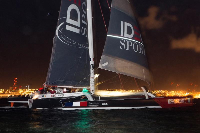 IDEC SPORT team after their Jules Verne Trophy record attempt photo copyright Jean Marie Liot / DPPI / IDEC Sport taken at  and featuring the Trimaran class