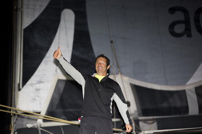 Yves Le Blevec on Actual finishes The Transat bakerly 2016 photo copyright Mark Lloyd / The Transat bakerly taken at  and featuring the Trimaran class