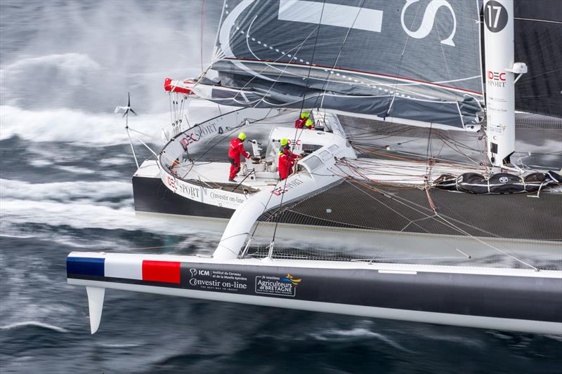 Francis Joyon and his IDEC Sport team could set off tomorrow on their Jules Verne Trophy record attempt photo copyright JM Liot / DPPI / IDEC SPORT taken at  and featuring the Trimaran class