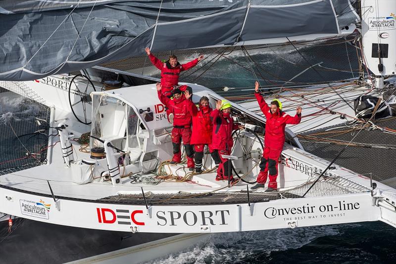 Francis Joyon and his IDEC Sport team start their Jules Verne Trophy record attempt photo copyright JM Liot / DPPI / IDEC SPORT taken at  and featuring the Trimaran class