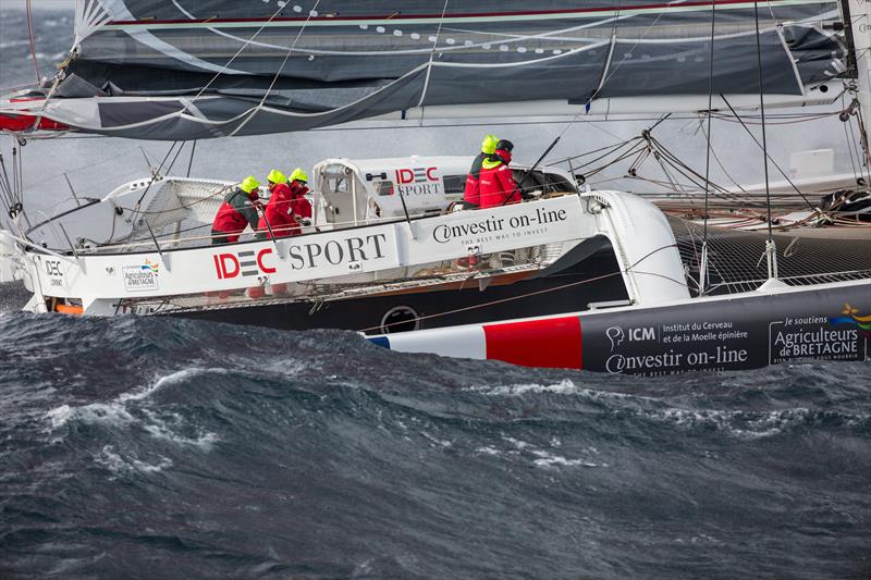 IDEC SPORT during their Jules Verne Trophy record attempt photo copyright Jean-Marie Liot / DPPI / IDEC SPORT taken at  and featuring the Trimaran class