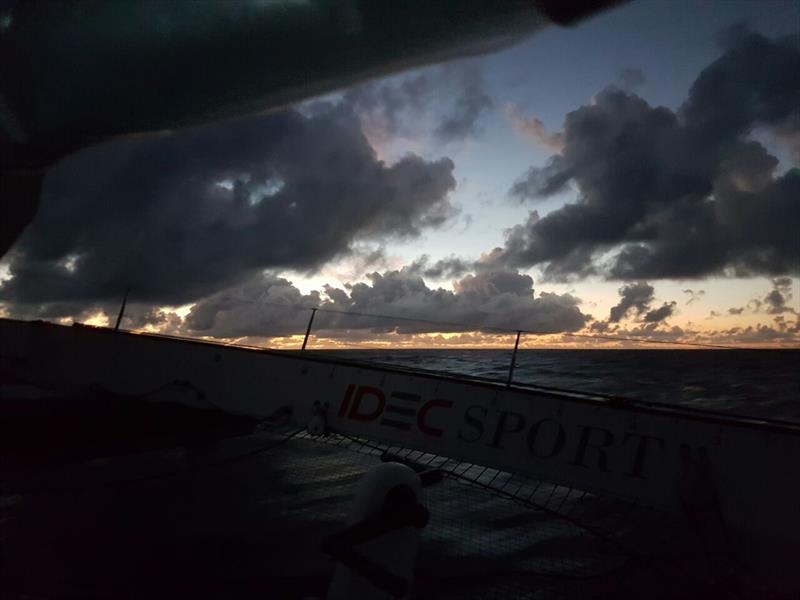 IDEC SPORT head up the Atlantic during their Jules Verne Trophy record attempt photo copyright IDEC Sport taken at  and featuring the Trimaran class