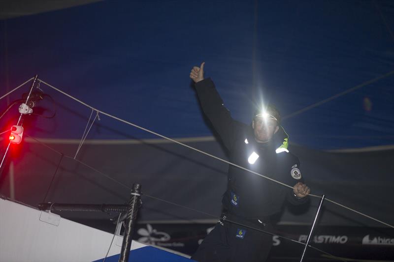 François Gabart on Macif sets off on his single-handed round the world record attempt photo copyright Alexis Courcoux / Maci taken at  and featuring the Trimaran class