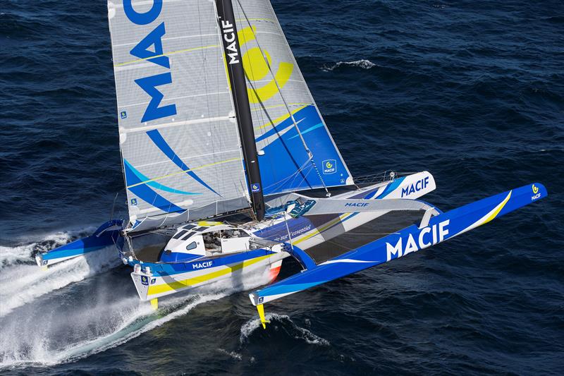 François Gabart sets the outright Ouessant - Cape Agulhas reference time on board the MACIF trimaran photo copyright Jean Marie Liot / DPPI / Macif taken at  and featuring the Trimaran class