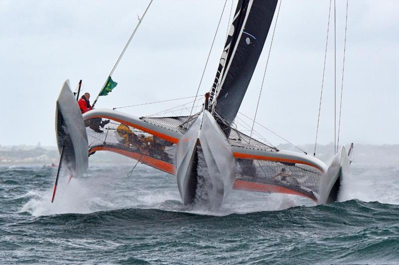 Andrew Fennell's 2018 all-carbon 39-footer Morpheus - Rolex Fastnet Race photo copyright Rick Tomlinson taken at Royal Ocean Racing Club and featuring the Trimaran class